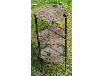 Antique, Iron, Tiered Plant Stand With Paw Feet