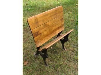 Iron And Wood School Bench