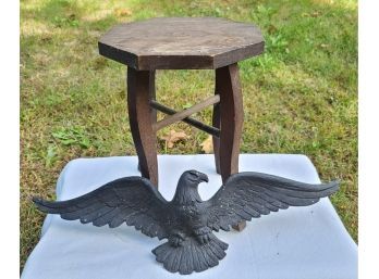 12' Plant Stand And Metal Eagle