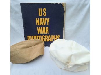 WW2 Cooks Hat And Infantry Cap With Book