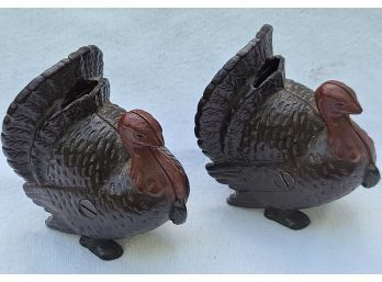 Pair Of 3' Cast Iron Turkey Banks