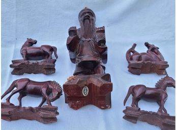 Lot Of 5, Chinese Rosewood Figures