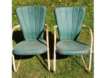 2, Vintage, Retro Metal Lawn Chairs