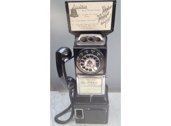 1950's Automatic Electric Company Payphone - Black & Nickle Finish - With Topper