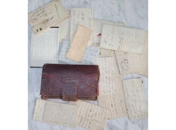 Small Leather Case With British Military Correspondence From Mid 1800's