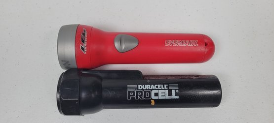 Lot Of Two Duracell ProCell And Eveready Flashlights