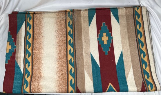 Vintage Camp Indian Style Blanket Large 8' X 7'