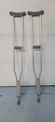 Push-Button Aluminum Crutches Latex-Free Tall Adult Patient Height 5'10' -6'6'