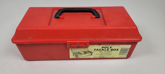 Poly Tackle Box 1220 Fishing Toolbox With Some Baits And Other Items