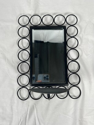 Decorative Black Metal Mirror With Candle Holder By Elements