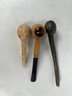 Lot Of 3 Vintage Smoking Pipes Unmarked Brass, Marked Clay & Corncob