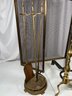 Brass Fire Place Tools, Andirons And Screen