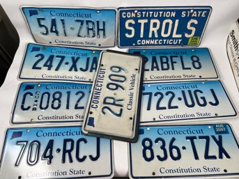 Pack Of 9 Rustic Worn License Plates Connecticut