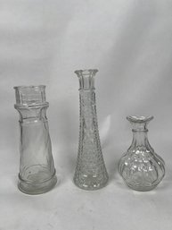 Group Of 3 Vintage  Assorted Glass Vases Red Lobster Anchor Hocking