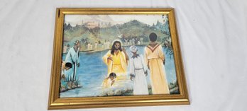 The Baptism By Frederick Douglass African American Art Ethnic Art Jesus Framed Print