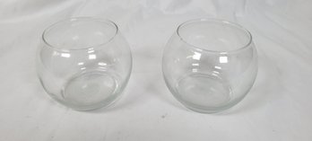 Pair Of Glass Bubble Ball Vases 4.9' X 3.9'
