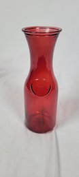 Red Glass Carafe Vase 11' Tall