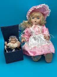 Pair Of Two Dolls: Wyndham Lane Porcelain Collectible Doll Amanda And Small Porcelain Doll In The Box