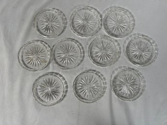 Vintage Glass Or Crystal Set Of 8 Drink Coasters 3 5/8' Waterford Style