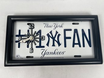 The New York Yankees #1 Fan Aluminum License Plate Clock