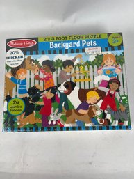 Melissa & Doug 2 X 3 Foot Floor Backyard Pets New 24 Piece Floor Kids Puzzle