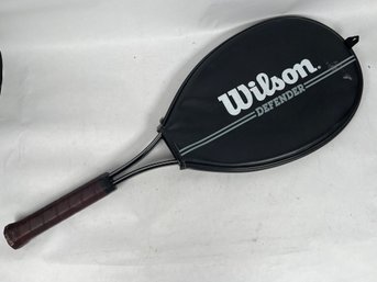 Vintage Wilson Defender Tennis Racquet 4-1/2' With Original Leather Grip & Cover