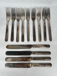 Holmes And Edwards Antique 9 Forks And 4 Knives