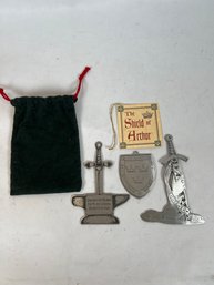 The Shield 7 Sward Of Arthur Of The Round Table Pewter Set By 'Round Robin Inc'