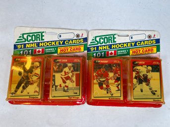 Lot Of 2 '91 NHL Hockey Cards Damaged Packaging