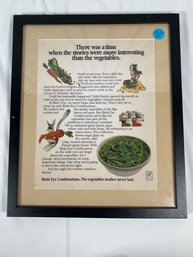 1972 Birds Eye Frozen Vegetables General Foods Green Beans Magazine Print Ad Framed