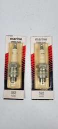 Lot Of Two Vintage Marine Spark Plug 592 RJ12C