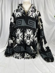 Aztec Lama Wool Zip Up Hooded Sweater Jacket Size XL/XXL?