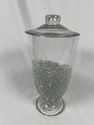 Vintage Glass Apothecary Candy Jar With Lid With Clear Glass Marbles