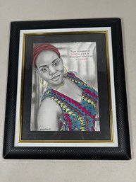 Hand Signed Art Of Black Woman Pencil Drawing Author Andy360Barzz