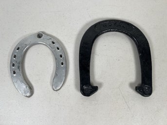 Group Of Two Horse Shoes Wrought Iron And Aluminum