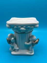 Candle Holder Ceramic Cherub Angels