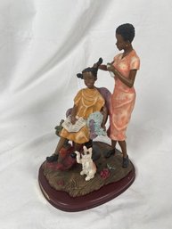 Vintage African Amercian Black Girl Hairdresser Figurine By Precious Collection