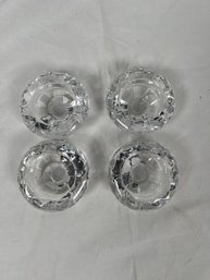 4 Small Clear Glass Candle Holders