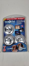 Stick N Click Battery Operated Peel & Stick LED Light Set Of 3. Bright White