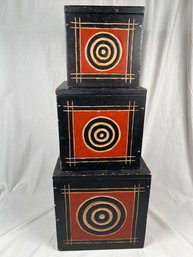 Handcrafted In Ghana Large Wooden Nesting Storage Boxes Set Of 3