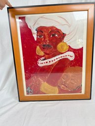 African Mother And Child Signed Painting 22x18