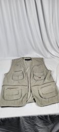 Men's Khaki Utility Cargo Fishing Vest JIN TAO Size XL