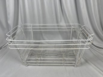 Lot Of 3 Large Stackable Wire Chafing Dish Stands White