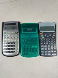 Lot Of Three Scientific Calculators: Texas Instruments TI-36X, Sharp El-531W & Datexx DS-700-36