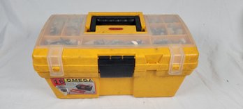 Omega Plastic ToolBox 16' With Some Tools