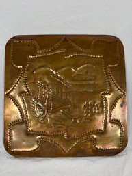 Vintage Hummered Copper Plate Wall Mounted 13.5'