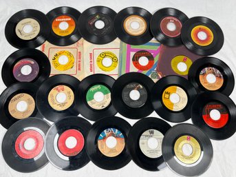 38 Pcs 45 RPMS Records Various Styles, Genres Of Music As Is