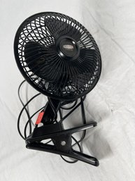 RoadPro RP-1137 Oscillating Fan With Clip, Black