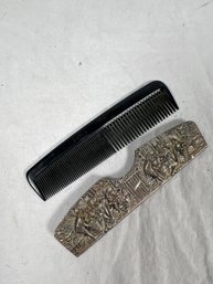 Ornate Pewter Or Silver Plate Comb DENMARK