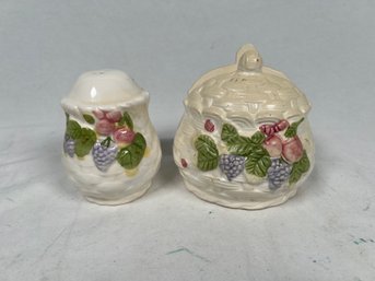 Vintage Hand Painted Ceramic Napkin Holder And Salt Or Paper Shaker